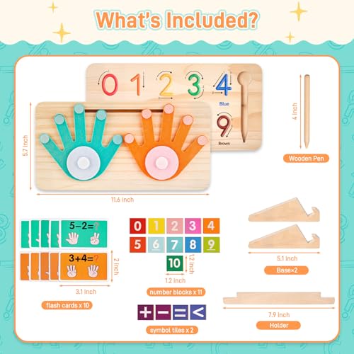 LovesTown Preschool Learning Toys Educational Math Manipulatives Finger Counting Blocks Tracing Number for Toddlers Homeschool Classroom Supplies Birthday Boys Girls Gifts - Image 5