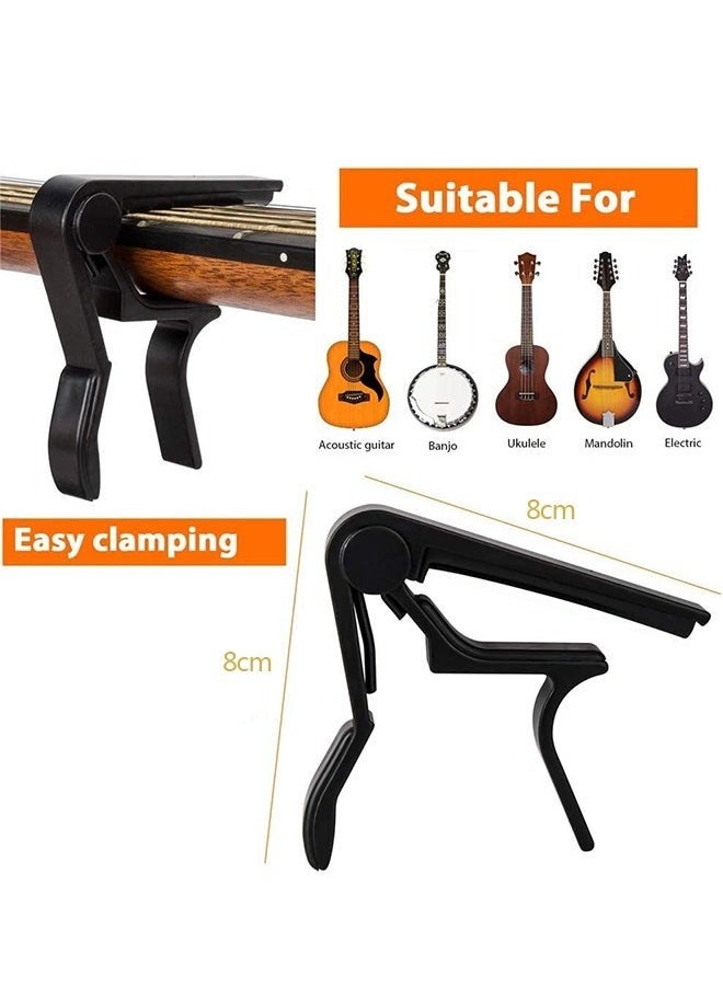 Guitar Capo, Acoustic Guitar Accessories Voice-Changer Clip for Ukulele Mandolin Bass (Black)  - Image 2