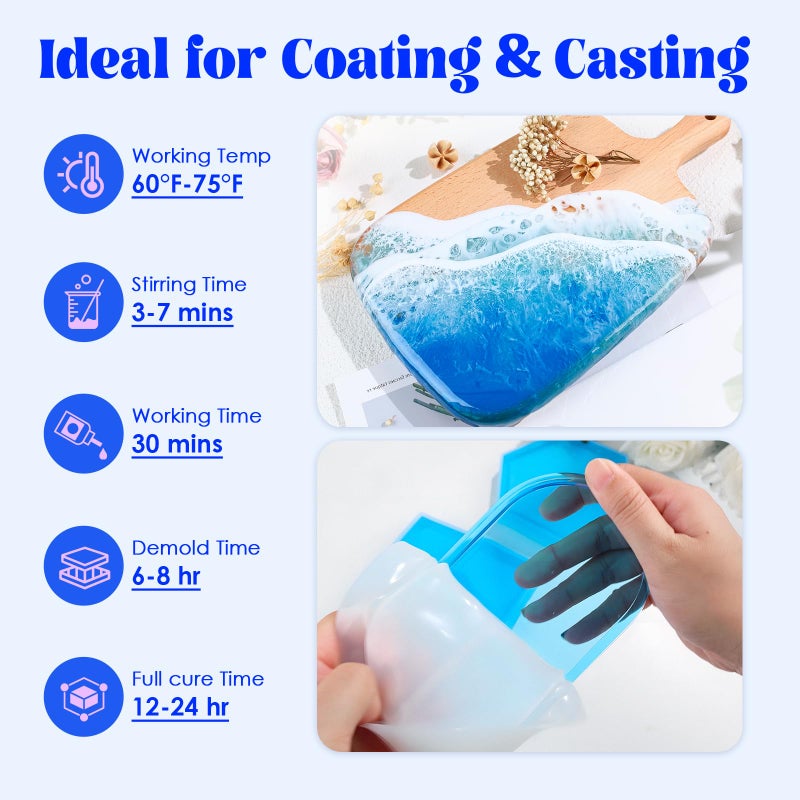 Bsrezn 2 Gallon Epoxy Resin Kit with Pumps â€“ Crystal Clear, Bubble-Free, No Yellowing, Self-Leveling, Mix 1:1 Epoxy Resin for Art, Crafts, Wood, and Resin Molds (1 Gallon x 2) - Image 5