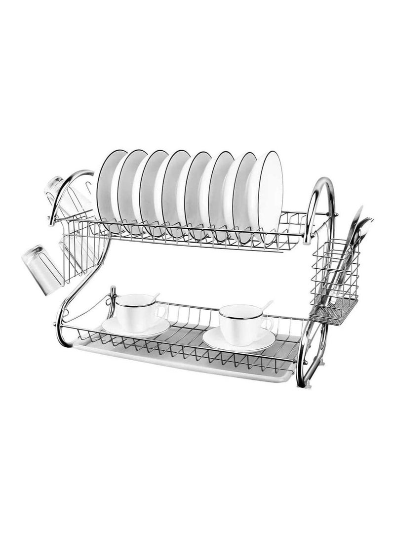 DubaiGallery Capacity Stainless Steel 2-layer Dish Drainer Drying Rack Kitchen Storage - Image 2