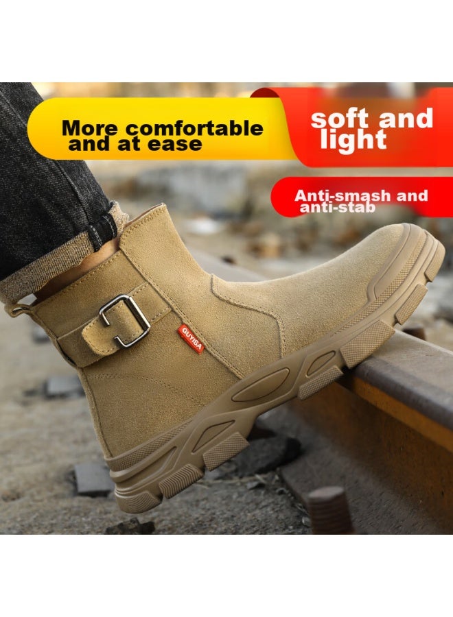JUNBU Men'S Winter High-Top Steel Toe Anti-Smashing Anti-Piercing Wear-Resistant Welding Work Safety Shoes 0282F 40 - Image 4