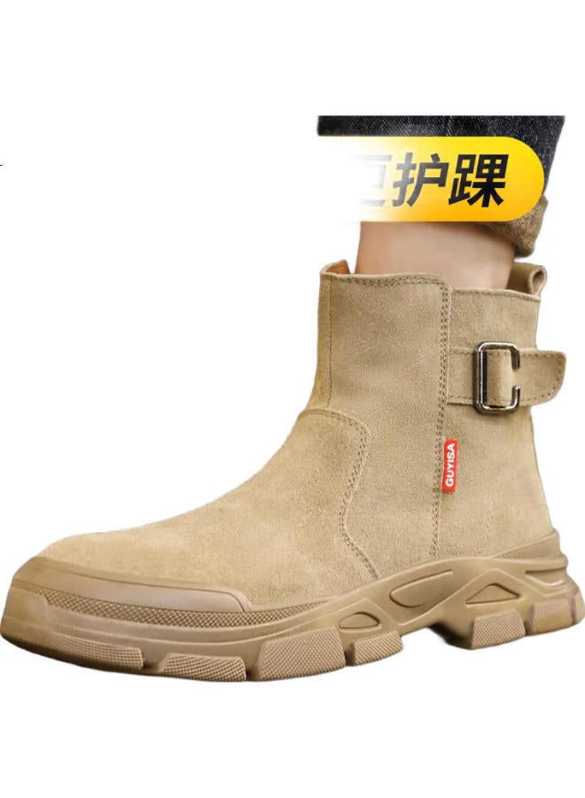 JUNBU Men'S Winter High-Top Steel Toe Anti-Smashing Anti-Piercing Wear-Resistant Welding Work Safety Shoes 0282F 40 - Image 3