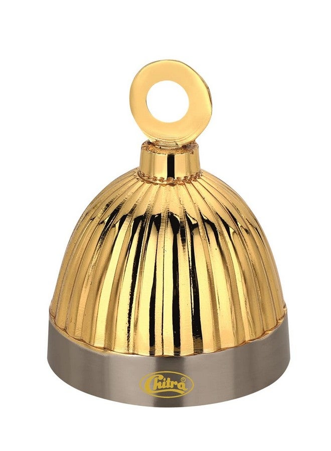 Chitra Brass Decorative Italian Bell for Pooja Rooms Pack of 12 (Silver Gold, 50 MM) - Image 2