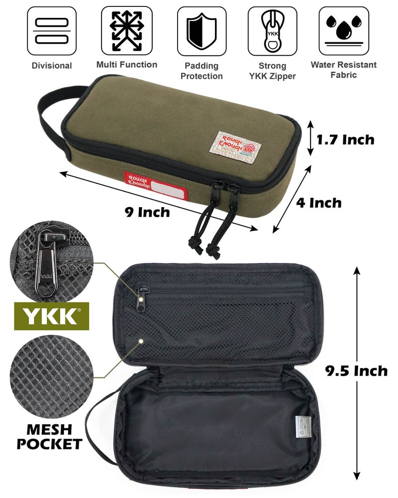 RE ROUGH ENOUGH حقيبة أدوات صغيرة قوية بما يكفي - صندوق أقلام كبير للرجال والأولاد - منظم تخزين EDC للإكسسوارات مع مقبض بسحاب - Image 5