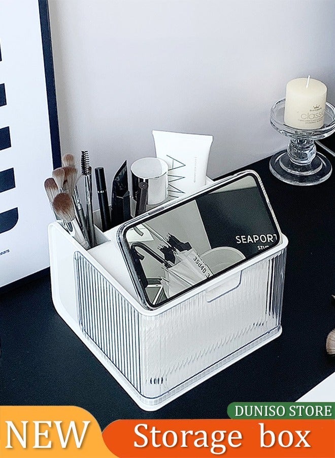 DUNISO Multifunctional desktop tissue storage box, makeup storage box, suitable for home, office, restaurant, RV - Image 1