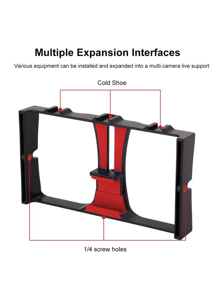 PULUZ Vlogging Live Broadcast Smartphone Video Rig Filmmaking Recording Handle Stabilizer Bracket for iPhone, Galaxy, Huawei, Xiaomi, HTC, LG, Google, and Other Smartphones(Red)  - Image 4