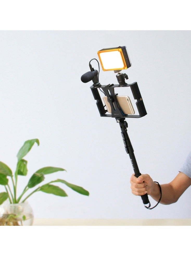 PULUZ Vlogging Live Broadcast Smartphone Video Rig Filmmaking Recording Handle Stabilizer Bracket for iPhone, Galaxy, Huawei, Xiaomi, HTC, LG, Google, and Other Smartphones(Red)  - Image 3