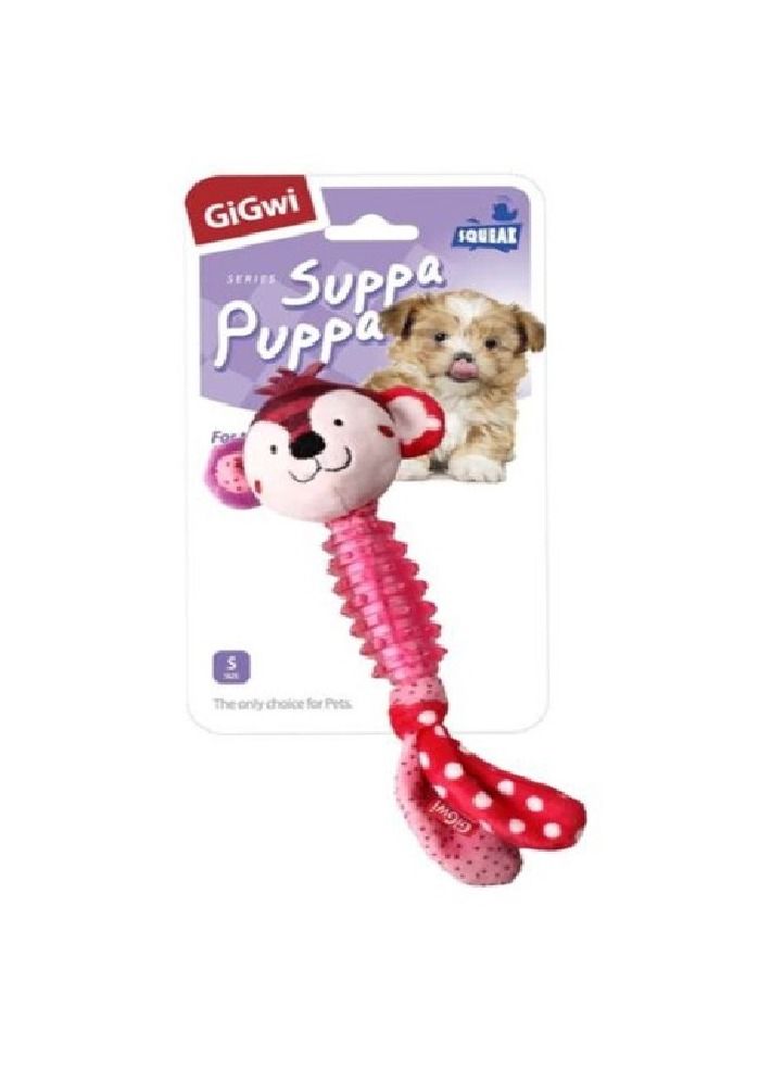 GIGWI Suppa Puppa Monkey with Squeaker inside Plush TPR Multicolor Small - Image 1