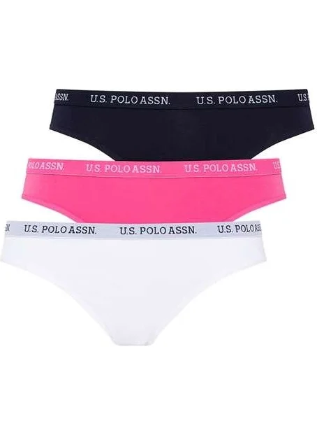 U.S. Polo Assn. 66119 Women's 3-Pack Slip-Fuchsia&Navy&White