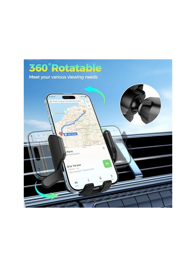 S-TOP Car Vent Phone Holder with Metal Hook & Legs, 360° Rotation One Button Release Phone Mount for Cars, Compatible with All 4.0-7.0 Inch Smartphones - Image 3