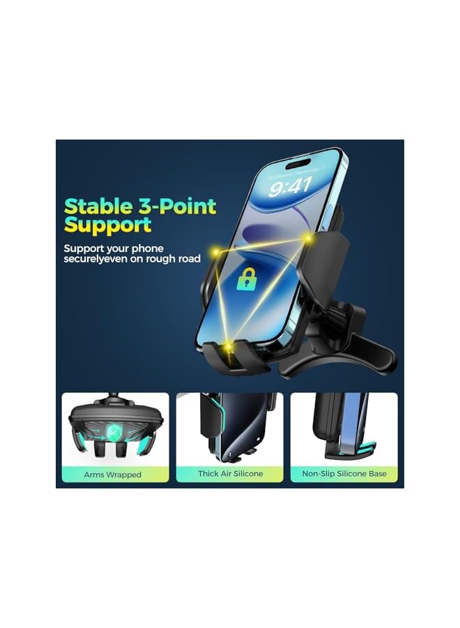 S-TOP Car Vent Phone Holder with Metal Hook & Legs, 360° Rotation One Button Release Phone Mount for Cars, Compatible with All 4.0-7.0 Inch Smartphones - Image 2