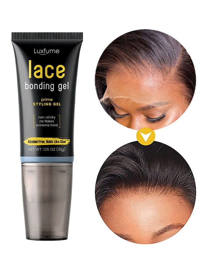 Luxfume Lace Bonding Gel, Wig Glue Lace Bond Glue, Invisible Lace Bonding Gel, Quick Drying Wig Bonding Adhesive, New Brush Head Design Bold Hold Lace Adhesive Gelly Strong Hold Clear Formula Temporary Daily Hold For Lace Front Wigs And Hair - Image 1