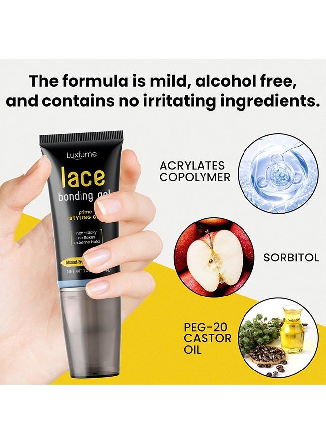 Luxfume Lace Bonding Gel, Wig Glue Lace Bond Glue, Invisible Lace Bonding Gel, Quick Drying Wig Bonding Adhesive, New Brush Head Design Bold Hold Lace Adhesive Gelly Strong Hold Clear Formula Temporary Daily Hold For Lace Front Wigs And Hair - Image 5