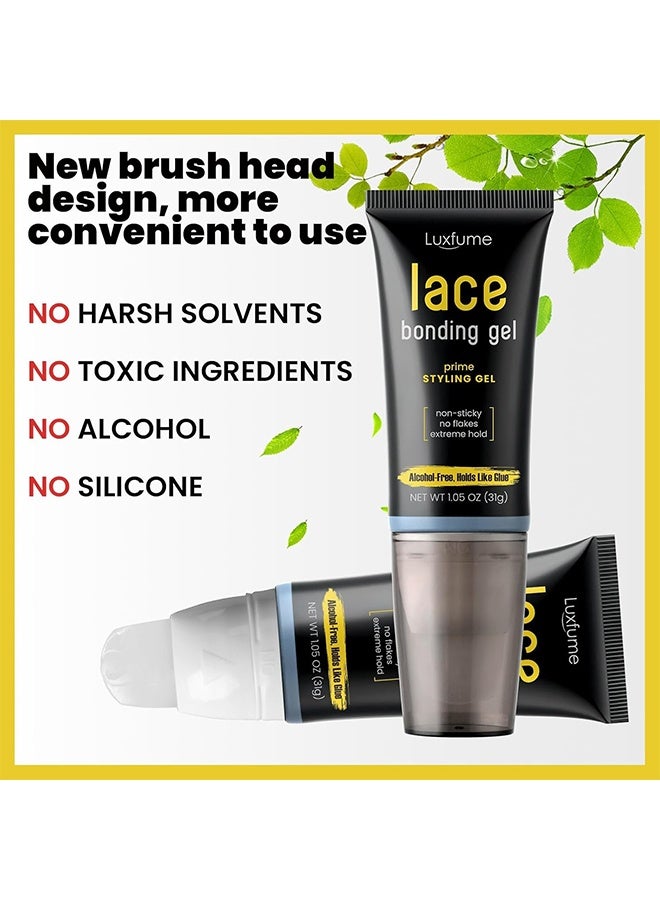 Luxfume Lace Bonding Gel, Wig Glue Lace Bond Glue, Invisible Lace Bonding Gel, Quick Drying Wig Bonding Adhesive, New Brush Head Design Bold Hold Lace Adhesive Gelly Strong Hold Clear Formula Temporary Daily Hold For Lace Front Wigs And Hair - Image 3