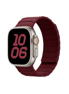 Applicable To For AppleStrap AppleWatch9/S10/Ultra Armor Warrior Integrated Silicone Magnetic Watch Strap-Color:Wine Red-Specifications:38/40/41/10 Generation 42mm