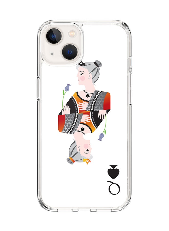 Stylizedd Classic Clear Case for Apple iPhone 14 Plus Case Hybrid Soft Cover Flexible Edges Anti Drop TPU PC Gel Thin Transparent Cover - Queen Of Spades Full Print