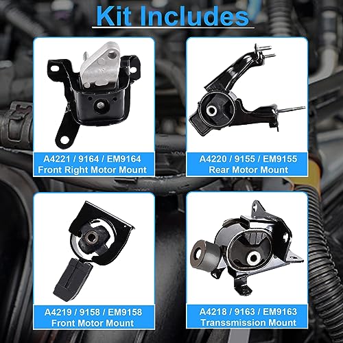 DOFOCH Engine Motor and Trans Mounts Compatible with 2003-2008 Toyota Corolla 1.8L, Matrix 1.8L, 2003-2008 Pontiac Vibe 1.8L Auto Transmission Set of 4 Replaces# A4220 A4219 A4218 A4221 - Image 2