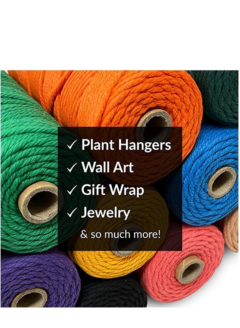 Generic - Macrame Cord, Gold 100% Cotton Cord Rope for Macrame 3 mm Natural and Colored Craft String Yarn Materials 100 m Long - Image 1