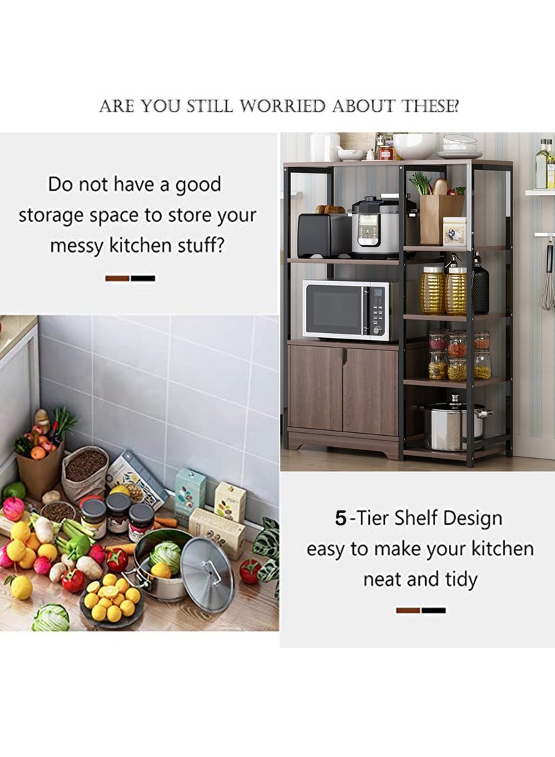 هومار كيت 5 طوابق رفوف تخزين المطبخ فرن الميكروويف رفوف العطور التشطيب مع الخزائن رفوف تخزين كبيرة مناسبة للعائلات والفنادق وغرف المعيشة والحمامات والمكاتب - Image 5