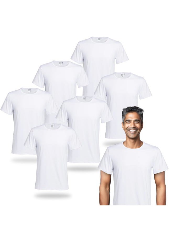 METFUIN Polyester Adult T-Shirts for Sublimation, 6 Pack, White, Crew Neck, Short Sleeve, White, XXL - Image 1