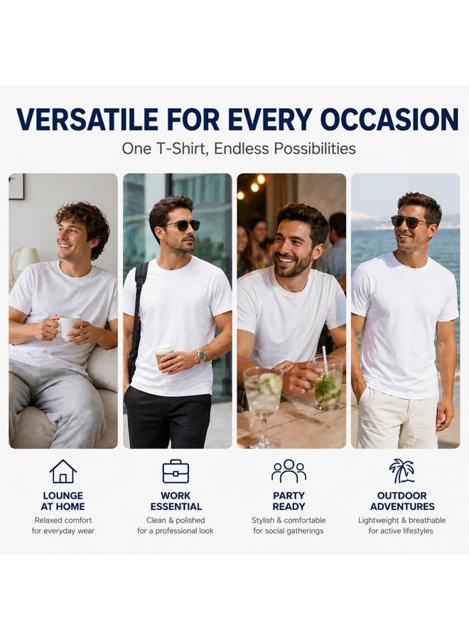 METFUIN Polyester Adult T-Shirts for Sublimation, 6 Pack, White, Crew Neck, Short Sleeve, White, XXL - Image 3