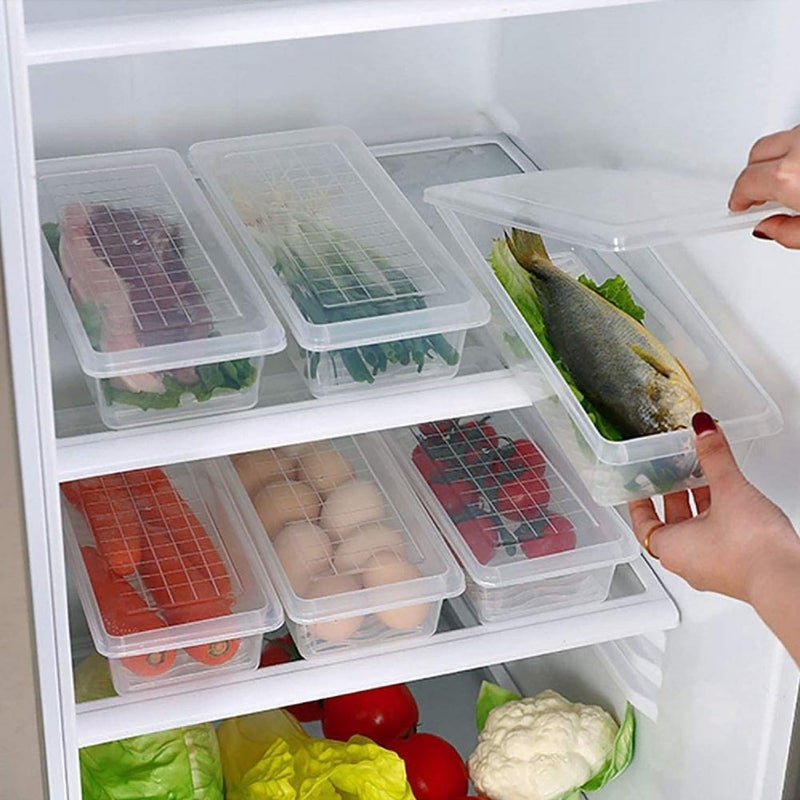 Stysol Set of 3 Fridge Storage Boxes Fridge Storage Containers 1500 ml Stackable Food Grade Transparent Plastic Box With Lid For Fish Fruit and Vegetables Refrigerator Organizer - Image 2