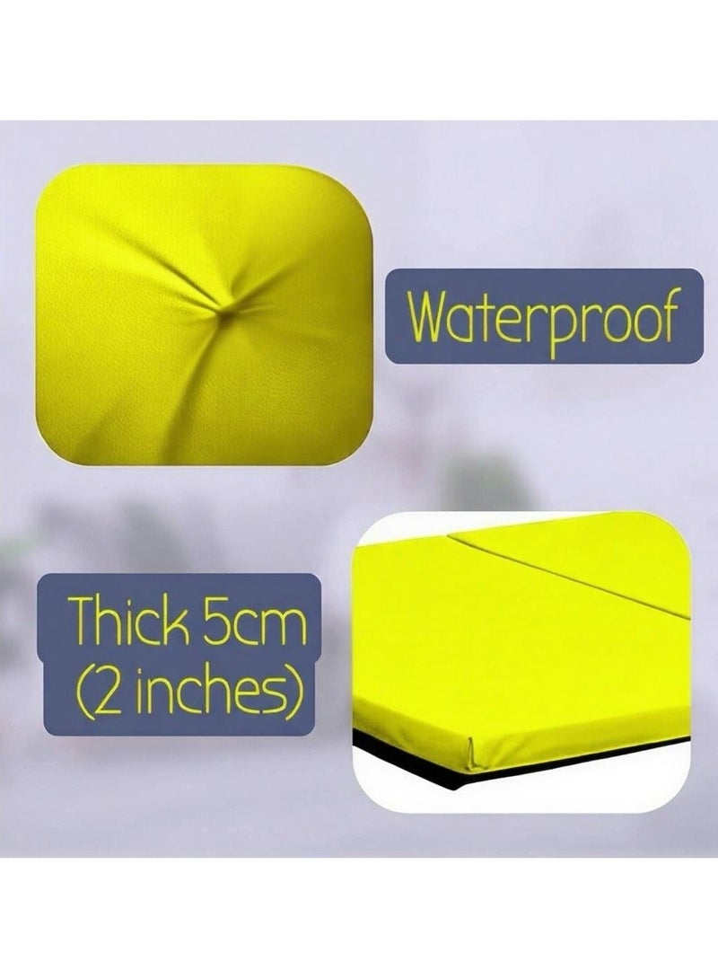 صحاره مرتبة أرضية قابلة للطي مقاومة للماء، سرير محمول بسمك ٥ سم للسفر والتخييم و الجيم بتصميم 3 ألواح مقاس 1.80 م × 60 سم × 5 سم موفرة للمساحة ومريحة وسهلة التخزين (لون ليموني) - Image 3