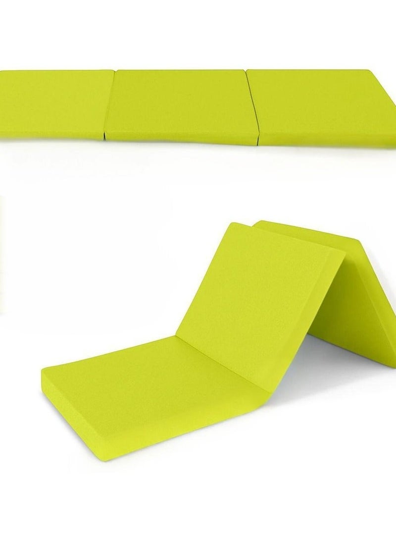 صحاره مرتبة أرضية قابلة للطي مقاومة للماء، سرير محمول بسمك ٥ سم للسفر والتخييم و الجيم بتصميم 3 ألواح مقاس 1.80 م × 60 سم × 5 سم موفرة للمساحة ومريحة وسهلة التخزين (لون ليموني) - Image 2