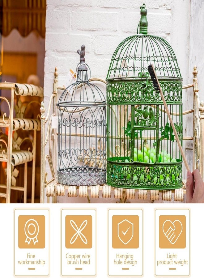 زيروديس فرشاة زيروديس ثلاثية القطع لتنظيف أقفاص الطيور والحيوانات الأليفة، فرشاة خشبية محمولة بمقبض طويل، ملحق مثالي لأقفاص الطيور والببغاوات. - Image 3