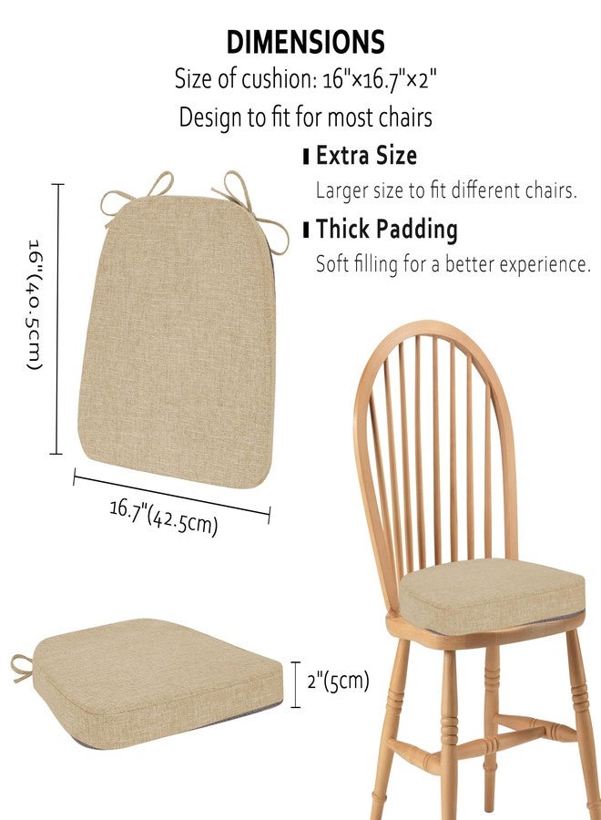 ELFJOY Chair Cushions for Dining Chairs Kitchen Chair Cushions U Shape Non Slip Chair Pads Set of 4 Seat Cushions with Ties Indoor 16.7" x 16" Beige - Image 3