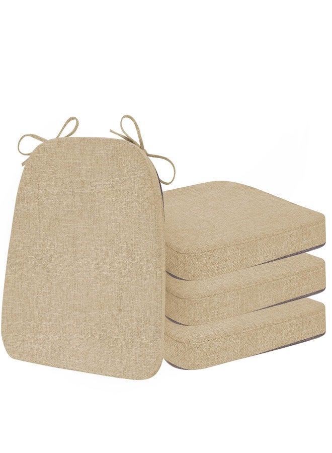 ELFJOY Chair Cushions for Dining Chairs Kitchen Chair Cushions U Shape Non Slip Chair Pads Set of 4 Seat Cushions with Ties Indoor 16.7" x 16" Beige - Image 1
