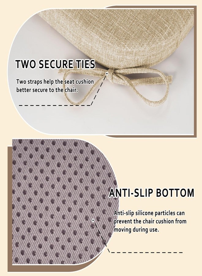 ELFJOY Chair Cushions for Dining Chairs Kitchen Chair Cushions U Shape Non Slip Chair Pads Set of 4 Seat Cushions with Ties Indoor 16.7" x 16" Beige - Image 5