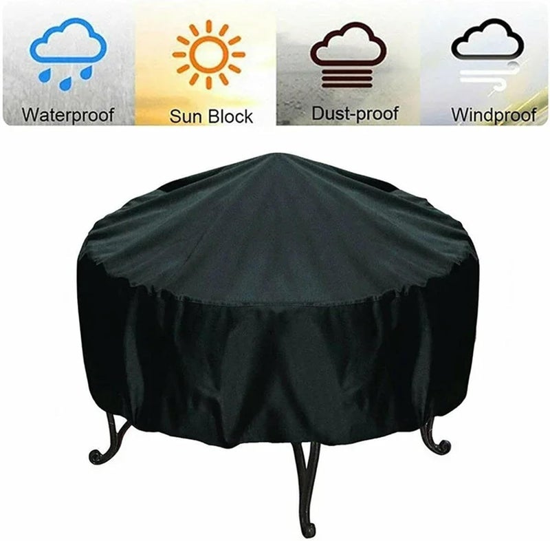 Sturdy 2pcs Fire Pit Cover Round Brazier Stove Waterproof Windproof Sun Protection For Outdoor Garden Furniture Sets Muebles(84x50cm) - Image 5