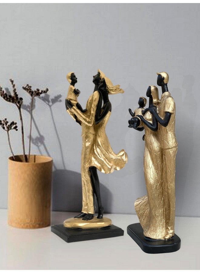 Xtore Stylish Golden Black Resin Couple Statues with Child for Home Decor (Pack of 2, Black & Golden)… - Image 5