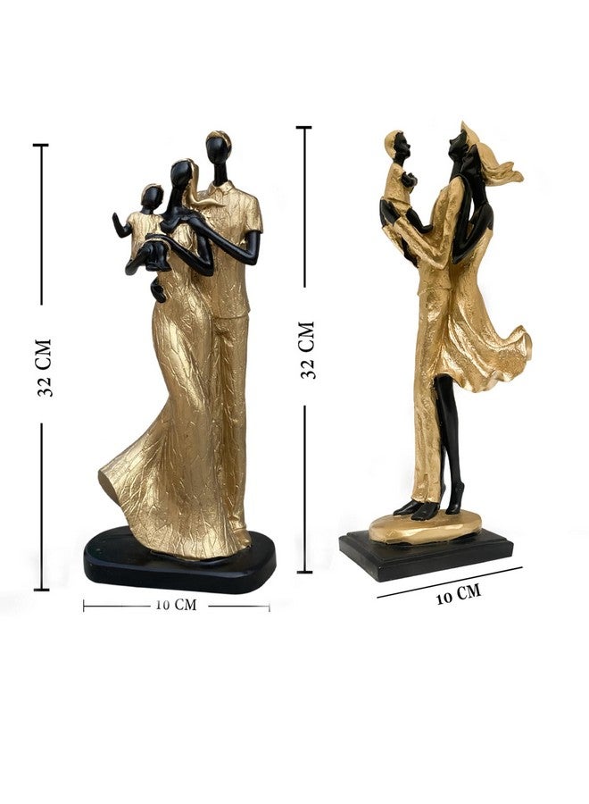 Xtore Stylish Golden Black Resin Couple Statues with Child for Home Decor (Pack of 2, Black & Golden)… - Image 4