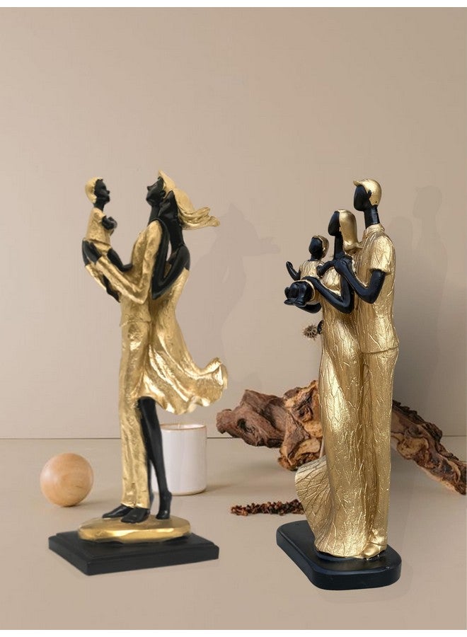 Xtore Stylish Golden Black Resin Couple Statues with Child for Home Decor (Pack of 2, Black & Golden)… - Image 3