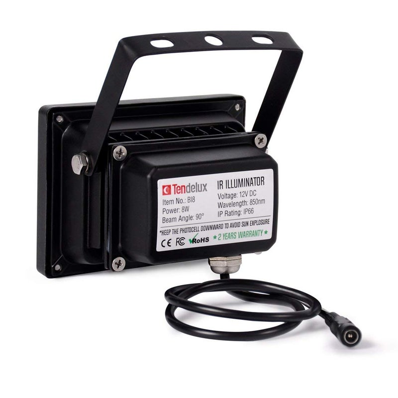 Tendelux 120ft IR Illuminator | BI8 Compact and Powerful 90Â° Infrared Light for CCTV Security Camera (w/Power Adapter) - Image 4