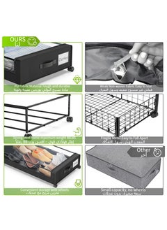 Anmi 2 PCS Under Bed Storage with Wheels, 50L under the bed storage Organizer with Clear Lids , Rolling Drawers Bins for Clothes,Shoes,Toys(Black)  - Image 2
