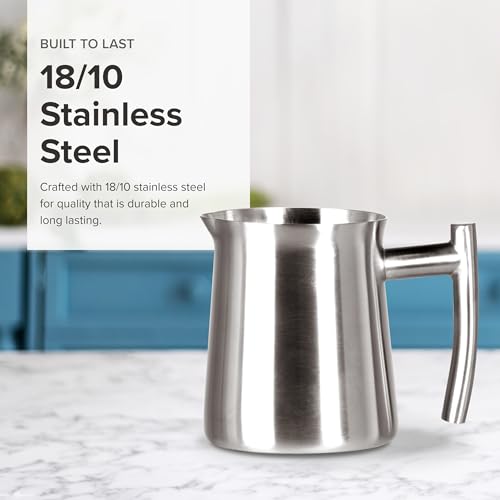 Frieling Stainless Steel Milk Frothing Pitcher - 10 oz, 18/10 Brushed Silver Stainless Steel - Milk Frothing & Steaming for Latte Art & Espresso - Creamer Pitcher - Dishwasher Safe - Image 5