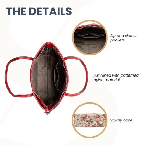 Signare Tapestry Shoulder Bag for Woman Travel or Work Tote Bags for Women In Flower Meadow Design|COLL-FLMD - Image 4