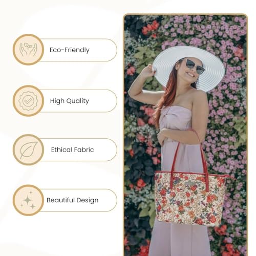 Signare Tapestry Shoulder Bag for Woman Travel or Work Tote Bags for Women In Flower Meadow Design|COLL-FLMD - Image 5