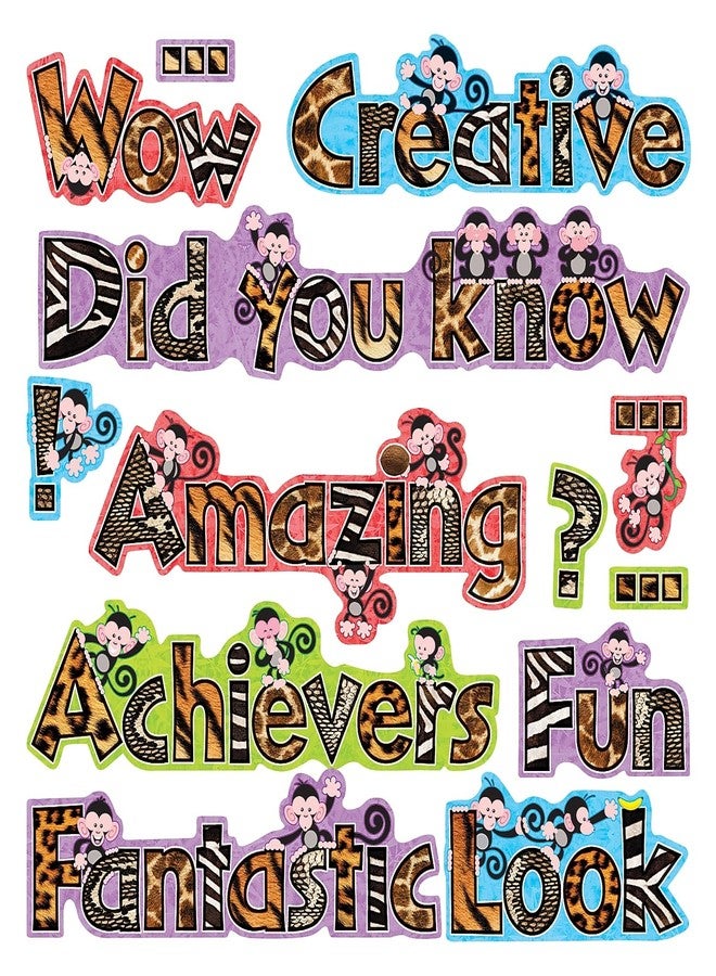 TREND enterprises, Inc. T-8704 Monkey Wow Words Phrases Mini Bulletin Board Set - Image 1