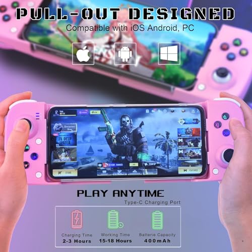 Megadream Mobile Game Controller Gamepad for iPhone iOS Android PC Works with iPhone 17161514131211X iPad Samsung Galaxy TCL Tablet Call of Duty Roblox Directly Play Pink - Image 3