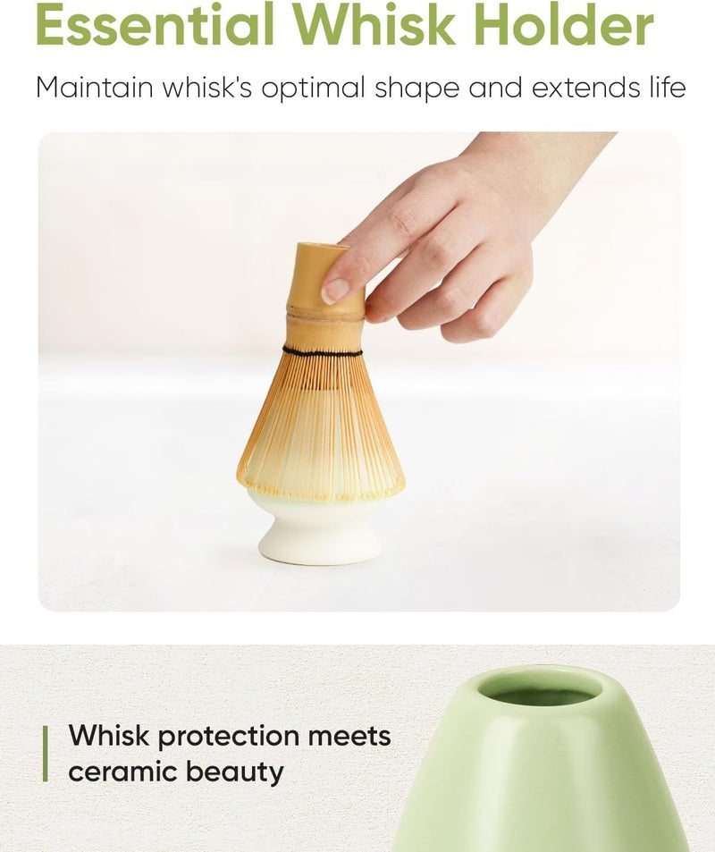 Joiish Matcha Whisk Set Kit, 5-PC Ceramic Matcha Bowl with Spout & Holder, Bamboo Whisk, Sifter, Scoop, Traditional Japanese Matcha Tea Making Tools, Complete Gift Set - Image 5