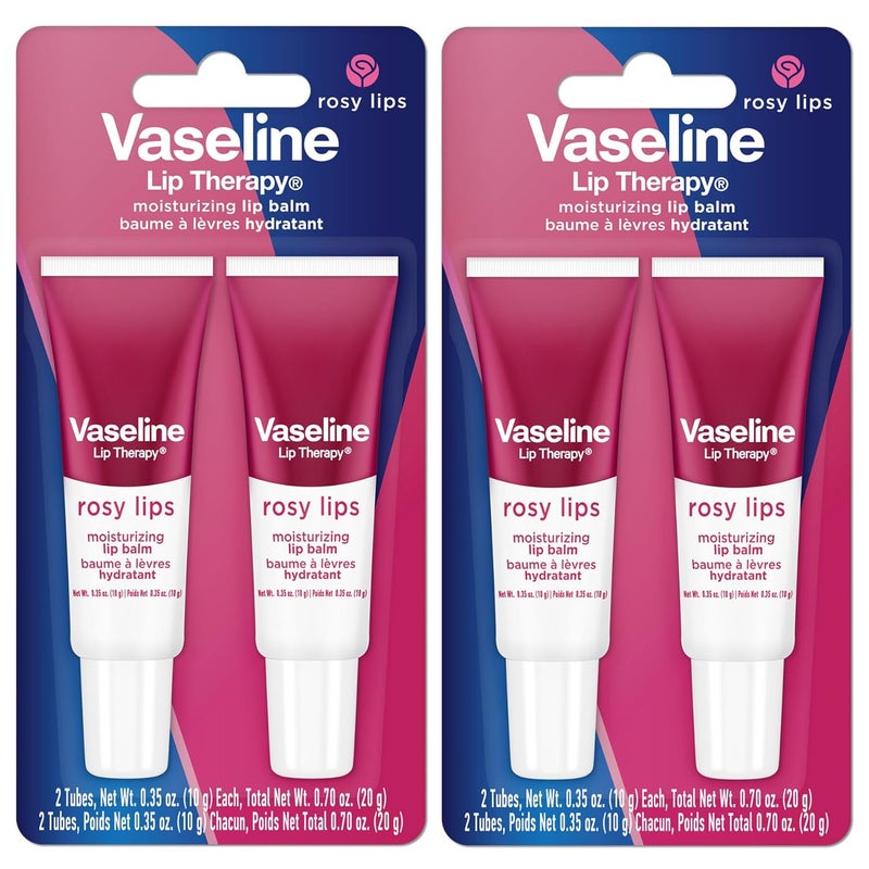 Vaseline بلسم شفاه فازلين للعناية بالشفاه الوردية مرطب شفاه عبوة مزدوجة 2 عبوة