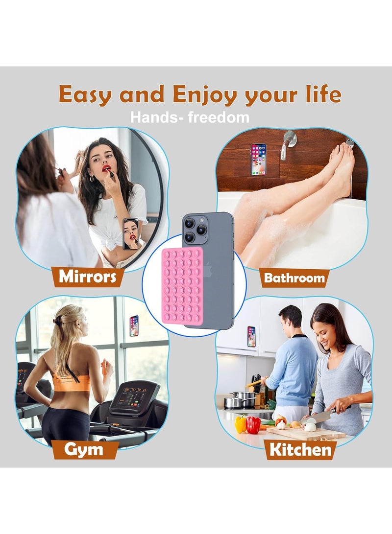 Double-sided suction power phone case stand, 4Pcs Silicone Phone Suction Grip Compatible with iPhone and Android Cases, Anti-Slip Hands-Free Mobile Accessory Holder, Sticky Phone Grip for Tiktok Videos and Selfies(transparent) - Image 5