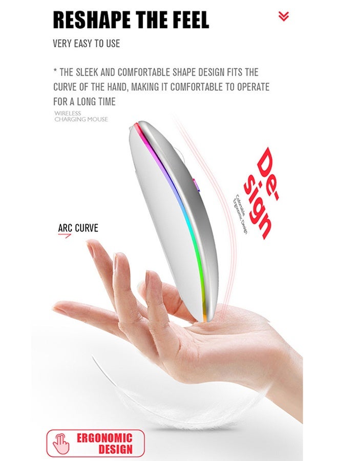 MANBO Silent Wireless Bluetooth Mouse, Rechargeable Dual Mode RGB Gaming Mouse - Image 4