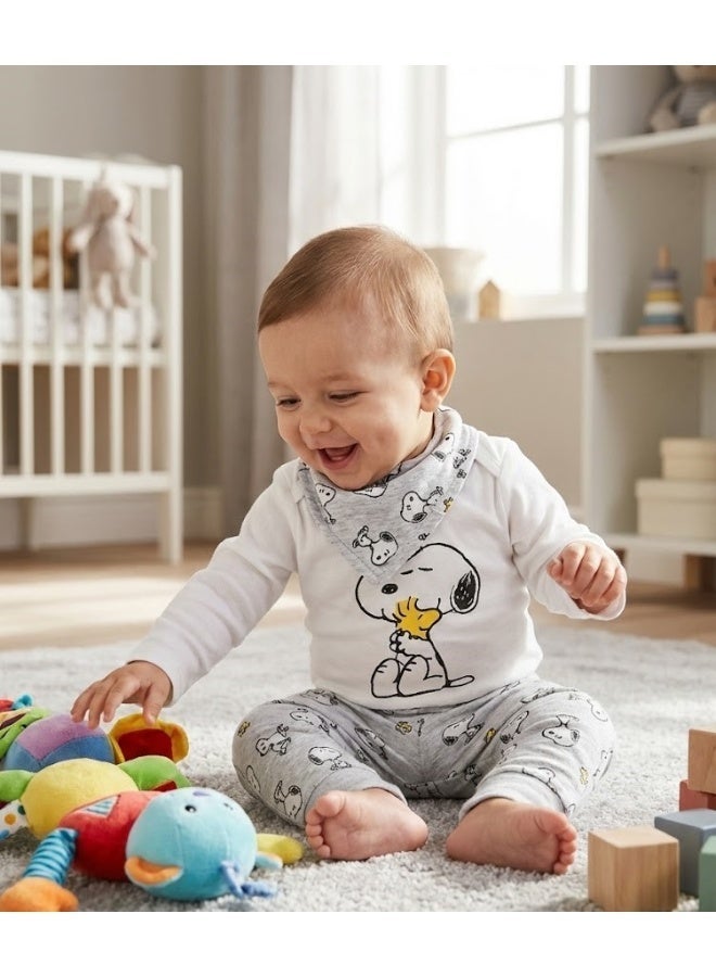 Peanuts Baby Bodysuit Long Sleeves Set 3 Pieces100%cotton - Image 3
