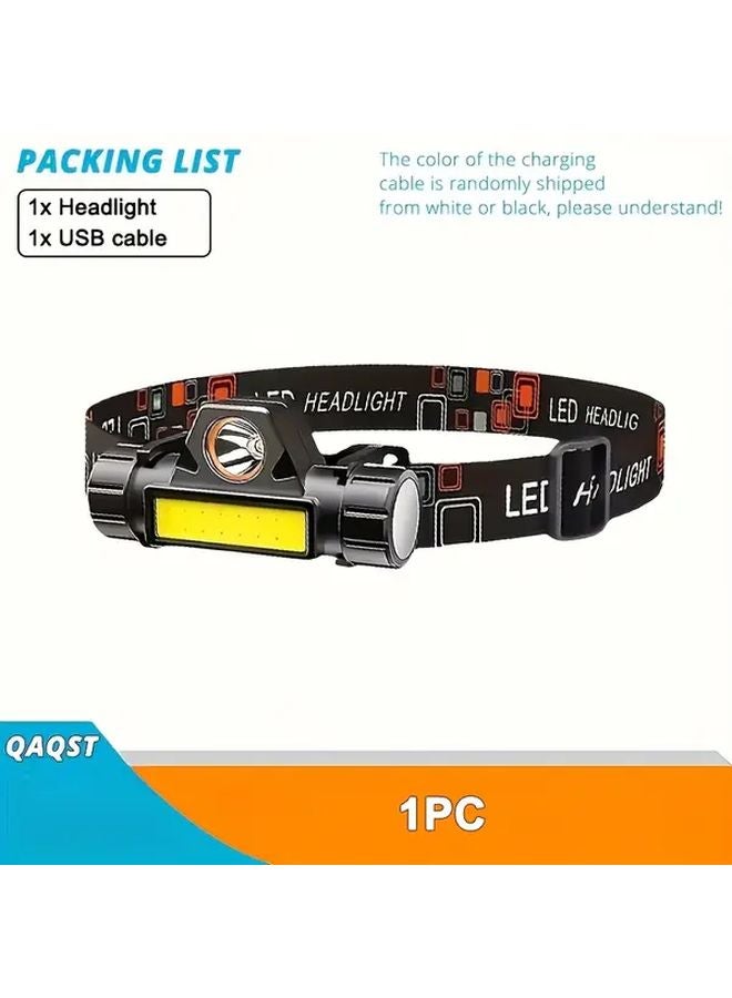 1 قطعة مصباح أمامي محمول LED للخارجي شحن عبر USB مصباح يدوي مغناطيسي حزام رأس قابل للتعديل - Image 1