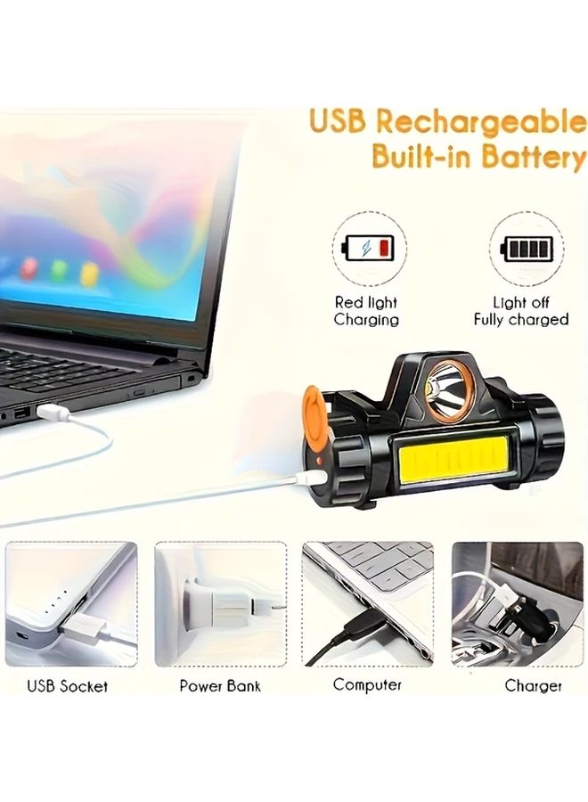 1 قطعة مصباح أمامي محمول LED للخارجي شحن عبر USB مصباح يدوي مغناطيسي حزام رأس قابل للتعديل - Image 5